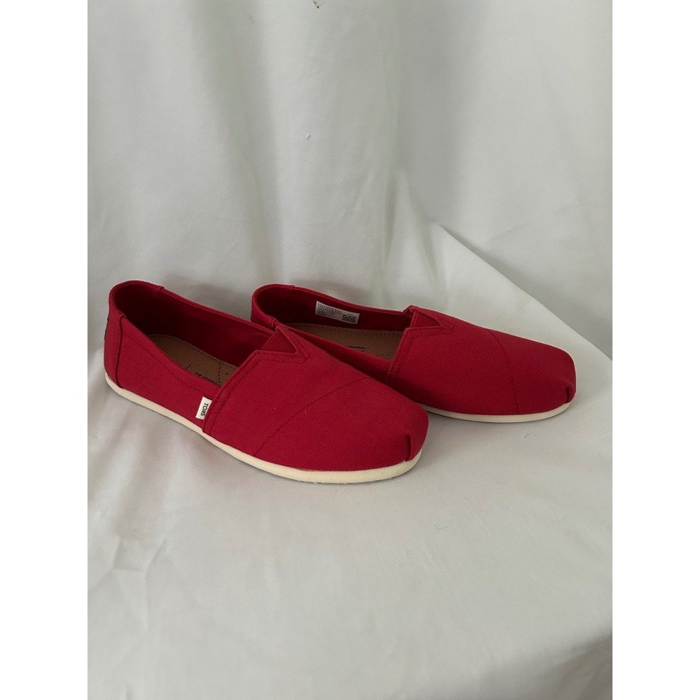 TOMS Wmn Belmont Red Canvas Slip On Shoes 10016181 Womens 5.5 NEW